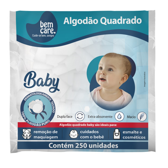 ALGODAO QUADRADINHO BEM CARE COM 250 UND