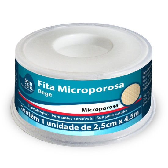 FITA MICROPOROSA BEM CARE BEGE 2,5CM X 4,5M