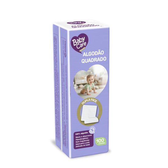ALGODAO QUADRADO BABY CARE DUPLA FACE COM 100 UND
