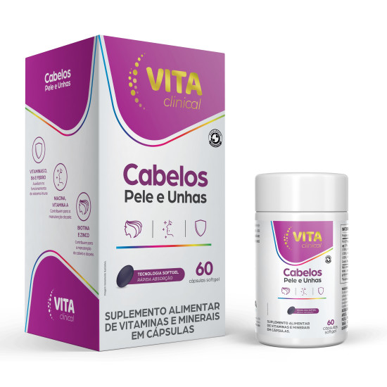 POLIVITAMINICO VITACLINICAL CABELO PELE E UNHAS COM 60 CAPSULAS