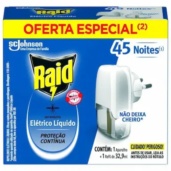RAID ELETRICO PROTECTOR 45 REFIL 32,9 ML GTS APAR