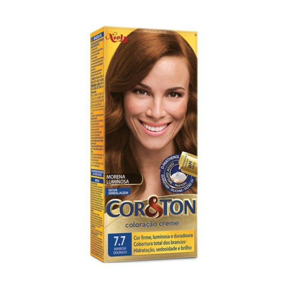 TINTURA PARA CABELO CORETON 7.7 MARROM DOURADO