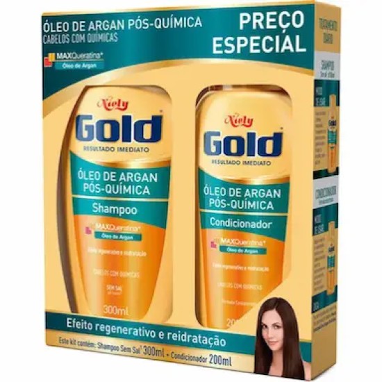 KIT NIELY GOLD SHAMPOO + CONDICIONADOR POS QUIMICA 300ML