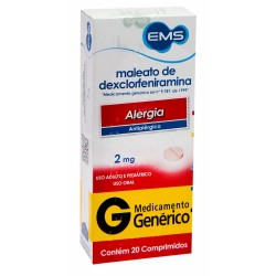 DEXCLORFENIRAMINA 2MG C/20 COMPRIMIDOS EMS GENERICA