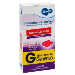 PARACETAMOL+CAFEINA 500/65MG C/20 COMPRIMIDOS EMS GENERICA