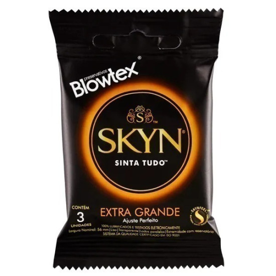 PRESERVATIVO BLOWTEX SKIN EXTRA GRANDE COM 3 UNIDADES