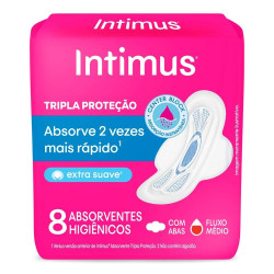 ABSORVENTE INTIMUS GEL NORMAL SUAVE COM ABAS COM 8 UND