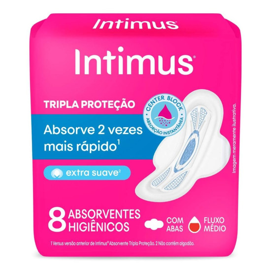 ABSORVENTE INTIMUS GEL NORMAL SUAVE COM ABAS COM 8 UND