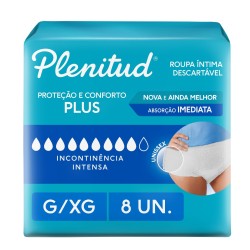 FRALDA GERIATRICA PLENITUD PLUS G/XG C/8 UN