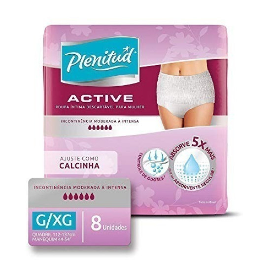 FRALDAS GERIATRICA PLENITUD ACTIVE FEMININO G/XG 8 UND