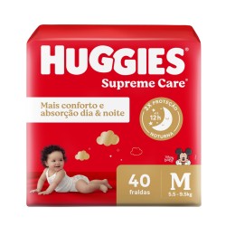 FRALDA HUGGIES SUPREME CARE MEGA M C/40UN