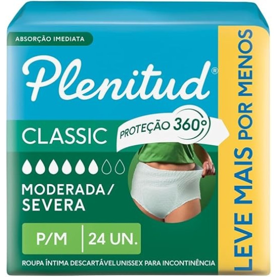FRALDA GERIATRICA PLENITUD PLUS TAMANHO PARA M LV 24 PG 22 UN