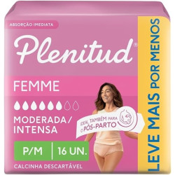 FRALDA GERIATRICA PLENITUD FEMME TAMANHO PARA M LV16  PG15