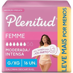 FRALDA GERIATRICA PLENITUD FEMME TAMANHO G/XG LV16 PG15