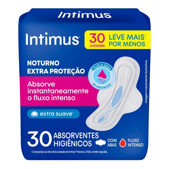 ABSORVENTE INTIMUS GEL NOT SUAVE C/ABAS C/30 UND