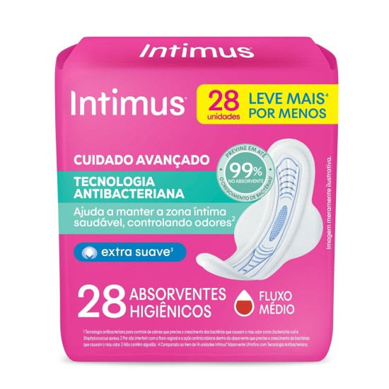 ABSORVENTE INTIMUS ULTRAFINO ANTIBACTERIANO C/ABAS 28UND