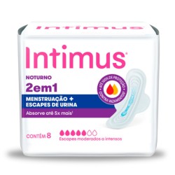ABSORVENTE INTIMUS NOTURNO 2 EM 1 C/ABAS C/8 UND
