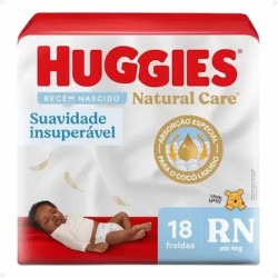 FRALDA HUGGIES NATURAL CARE RN C/18UN