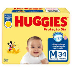 FRALDAS HUGGIES PROTECAO DIA JUMBO M COM 34 UND