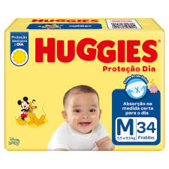 FRALDAS HUGGIES PROTECAO DIA JUMBO M COM 34 UND