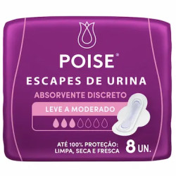 ABSORVENTE POISE DISCRETO ESCAPE DE URINA COM 8 UNI