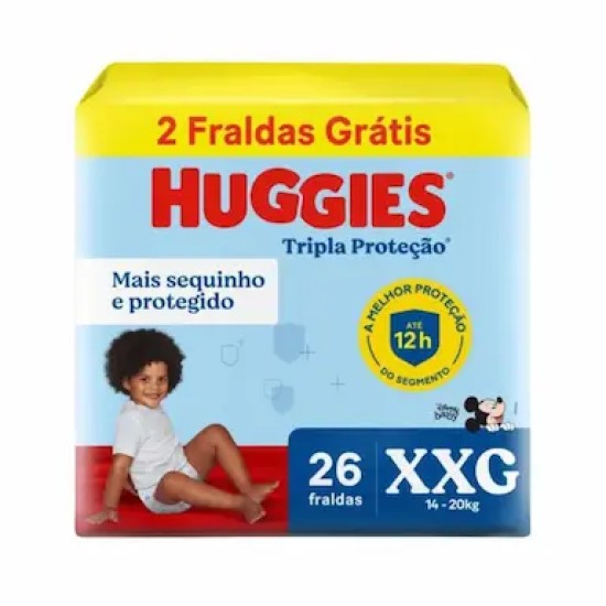 FRALDA HUGGIES PROTETOR DISNEY MEGUINHA XXG C/26UN