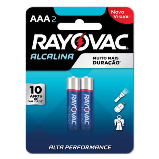 PILHA RAYOVAC ALCALINA AAA COM 2UNID