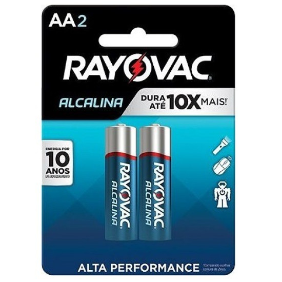 PILHA RAYOVAC ALCALINA AA COM 2 UN