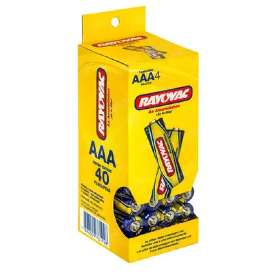 PILHA RAYOVAC AAA ZINCO TUBO COM 4 UN
