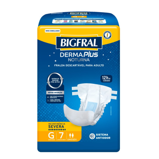 FRALDAS GERIATRICA BIGFRAL DERMA NOTURNA G COM 7 UND