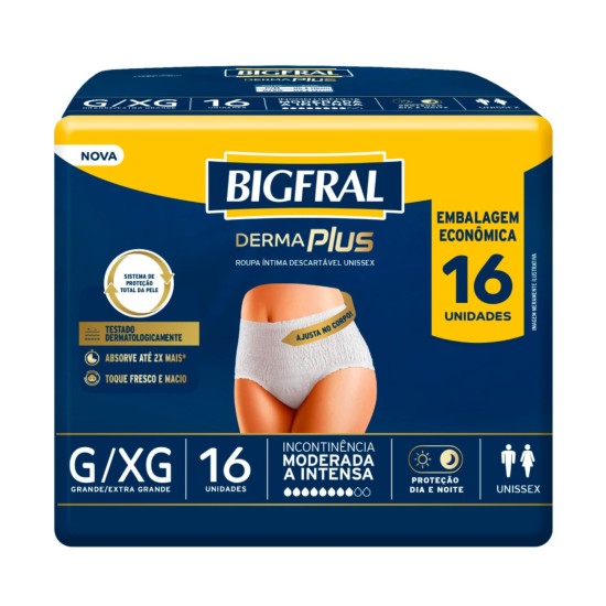 FRALDA GERIATRICA BIGFRAL DERMAPLUS G/XG C/16 UND