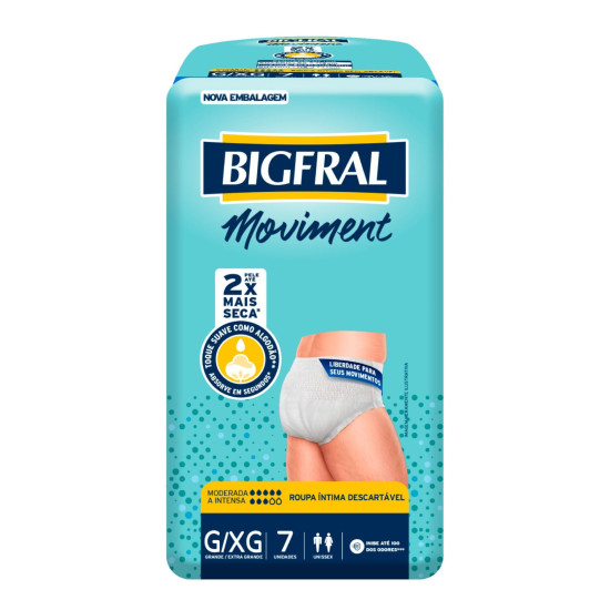 FRALDAS GERIATRICA BIGFRAL MOVIMENT FEMININO G/XG COM 7 UND