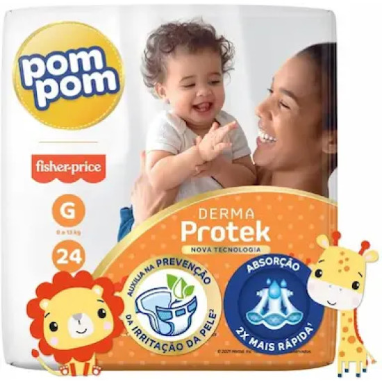 FRALDAS POMADA POM DERMA PROTEK JUMBO G COM 24 UND