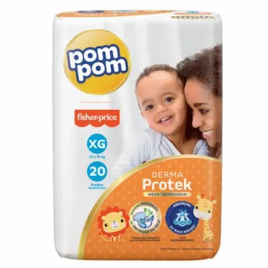 FRALDA POM POM DERMA PROTEK JUMBO XG C/20UN