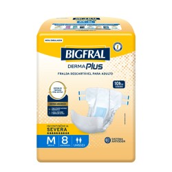 FRALDA GERIATRICA BIGFRAL DERMA PLUS M C/8 UND