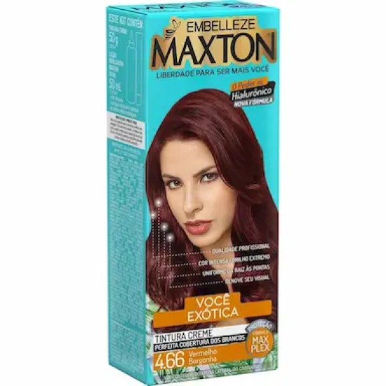 TINTURA PARA CABELO MAXTON KIT 4.66 VERMELHO BORGONHA