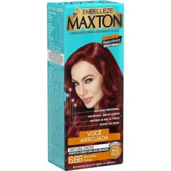 TINTURA PARA CABELO MAXTON KIT 6.66 VERMELHO CEREJA