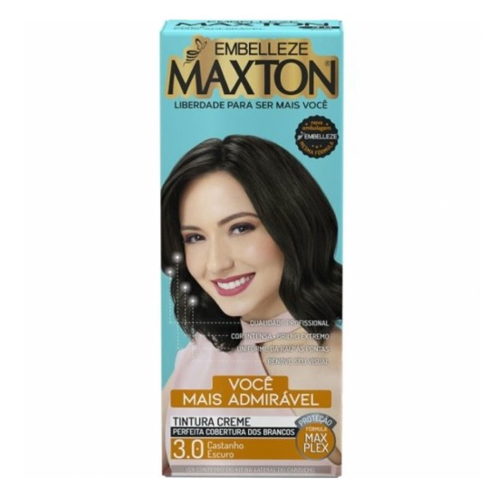 TINTURA PARA CABELO MAXTON KIT 3.0 CASTANHO ESCUR