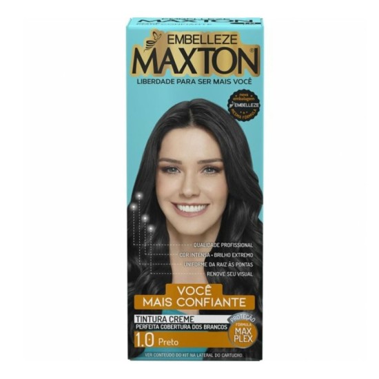 TINTURA PARA CABELO MAXTON KIT 1.0 PRETO