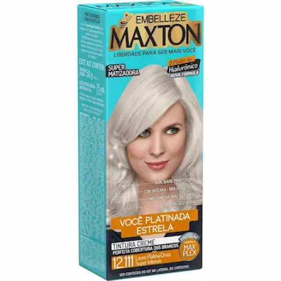 TINTURA DE CABELO MAXTON KIT 12.111 LOURO PLATINA CINZA SUPER INTENSO