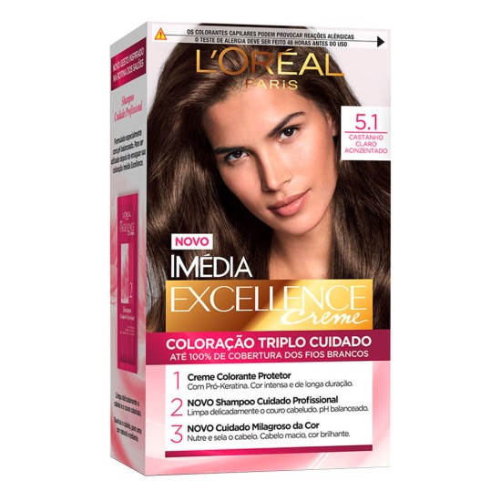 TINTURA PARA CABELO IMEDIA 5.1 CASTANHO CLARO ACINZ