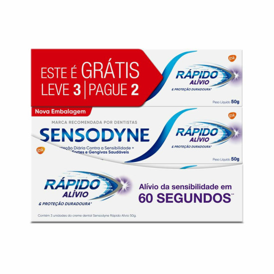 KIT CREME DENTAL SENSODYNE RAPIDO ALIVIO LV3 PG2 50G