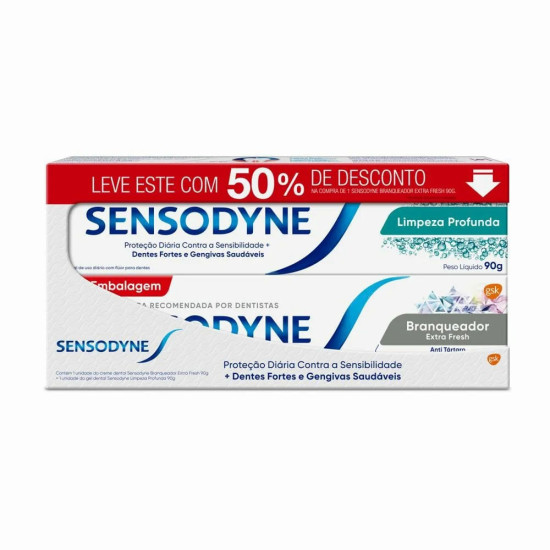 KIT CREME DENTAL SENSODYNE LIMP PROFUNDA 90G 50% DESC SEGUNDA UND