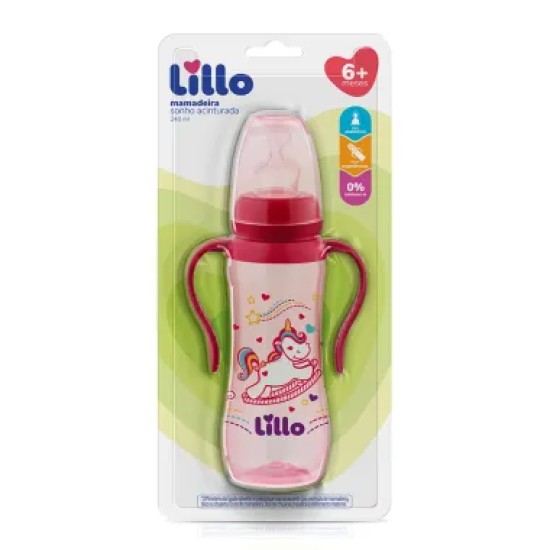 MAMADEIRA LILLO SONHO ACINT SIL C/ALCA 240ML ROSA REF 601531