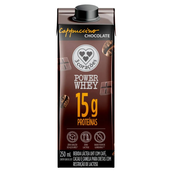 CAPPUCINO 3 CORACOES POWER WHEY CLASSICO 250ML
