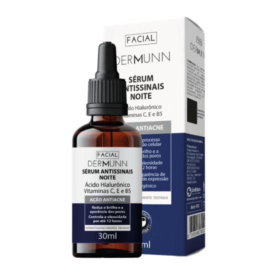 SERUM FACIAL DERMUNN ANTISSINAIS PELE OLEOSA NOITE 30ML