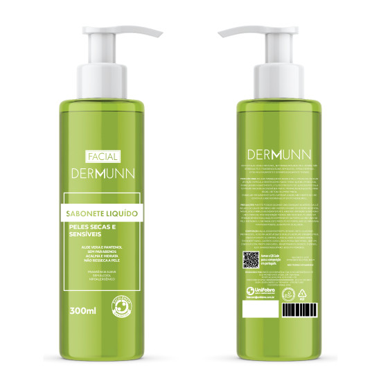 SABONETE LIQUIDO PELES SECAS E SENSIVEIS COM 300ML DERMUNN