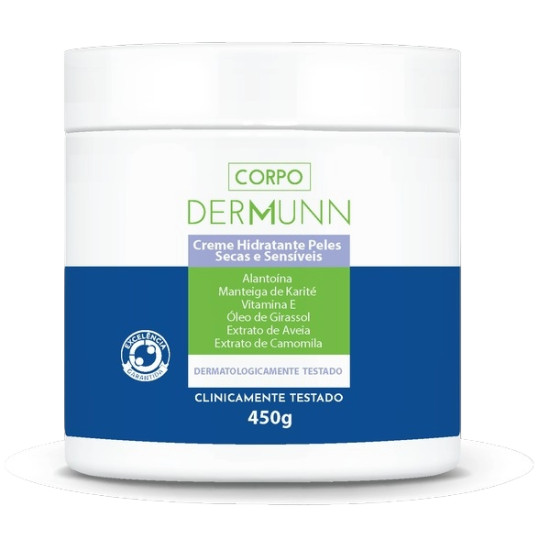 CREME HIDRATANTE PELE SECAS E SENSIVEIS COM 450G DERMUNN