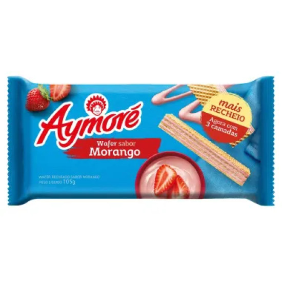 BISCOITO AYMORE WAFER MORANGO 105G