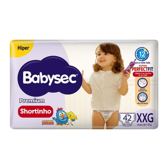 FRALDA BABYSEC GALINHA PINTADINHA PREMIUM SHORTINTA XXG 42 UNDS